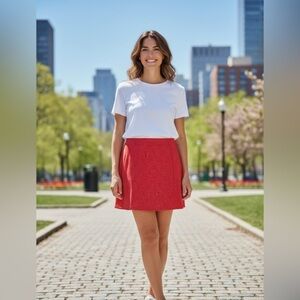 Kate Park Red Polka Dot Skirt with Built-In Shorts - Size M